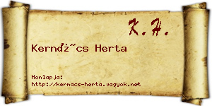 Kernács Herta névjegykártya